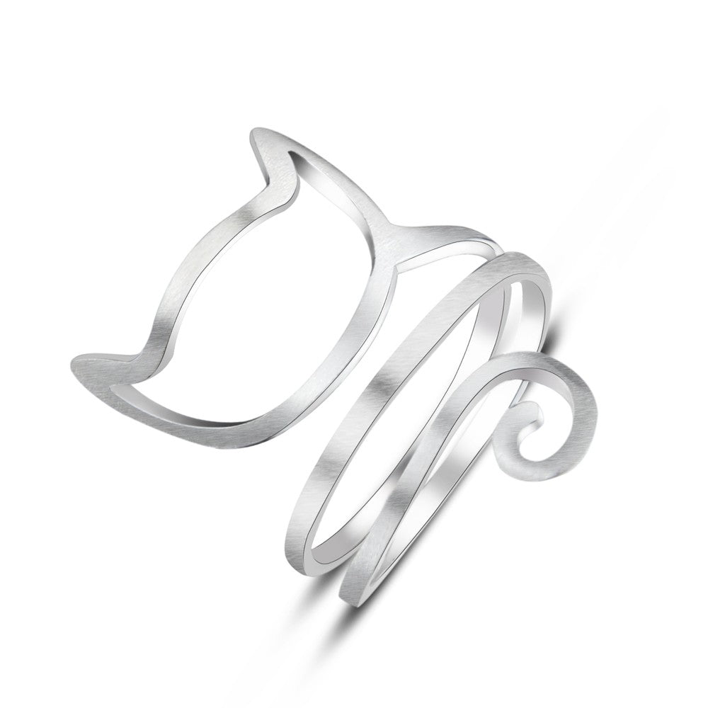 Adjustable 925 Silver Cat Ring