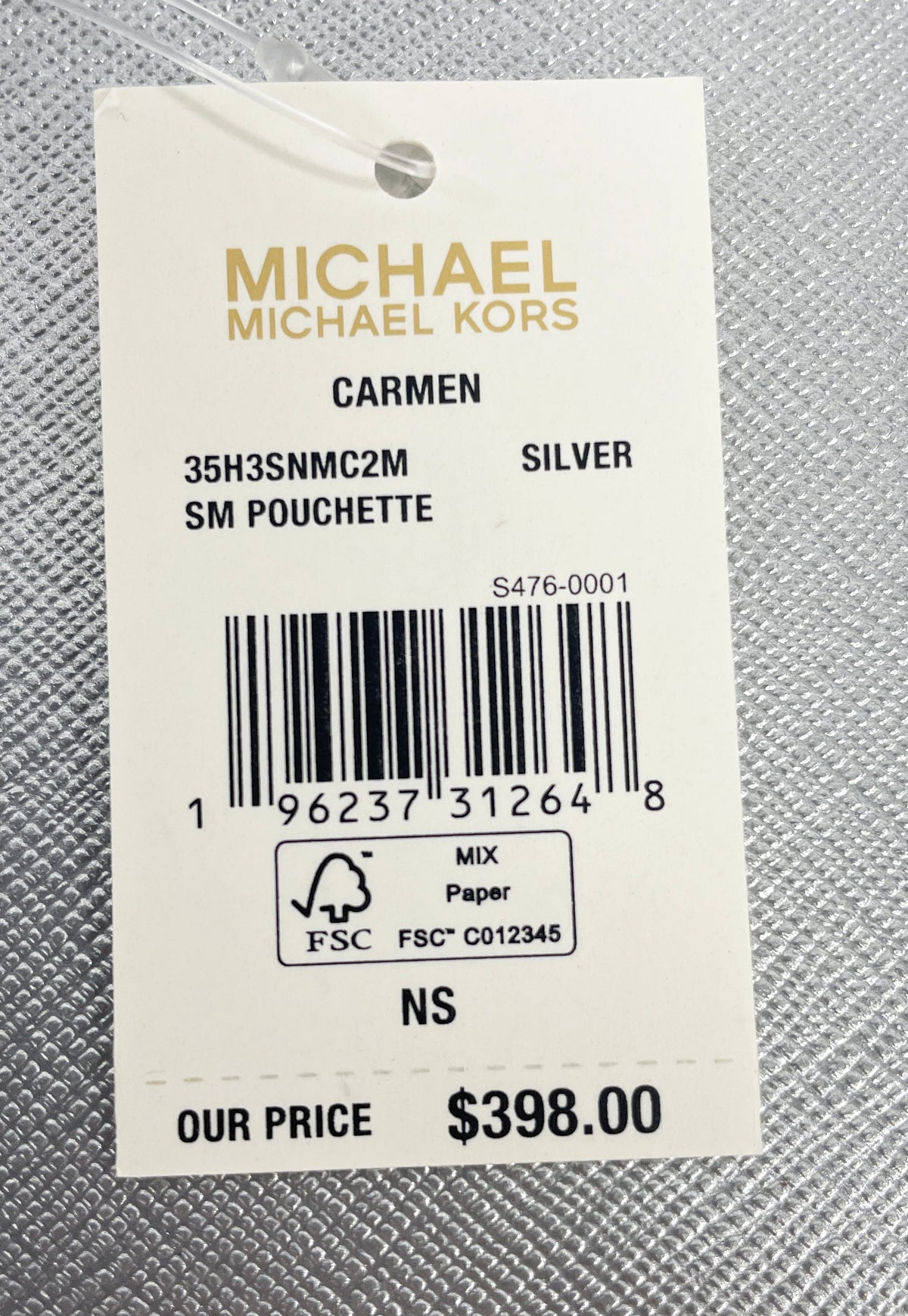 Michael Kors Carmen Silver Pouchette Shoulder Crossbody