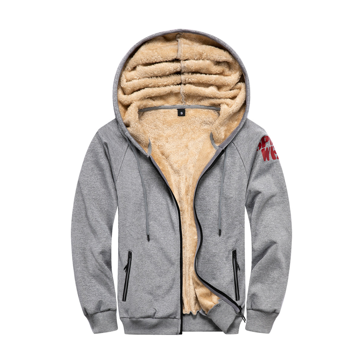 Men's Athletic Letter Print Fleece Zip-Up Hoodie