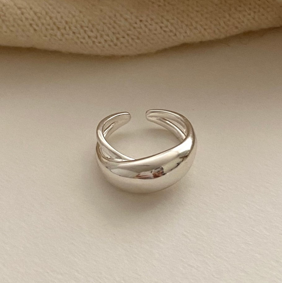 Large Curved 925 Sterling Silver Ring