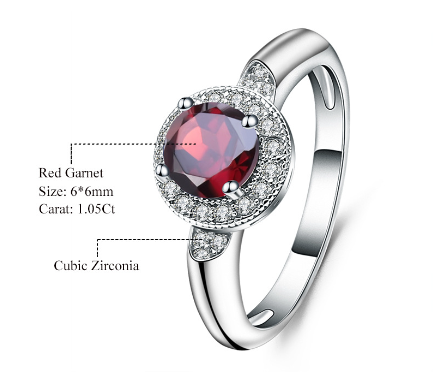 925 Silver Pomegranate Inlaid Ring