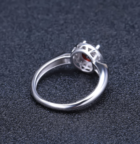 925 Silver Pomegranate Inlaid Ring