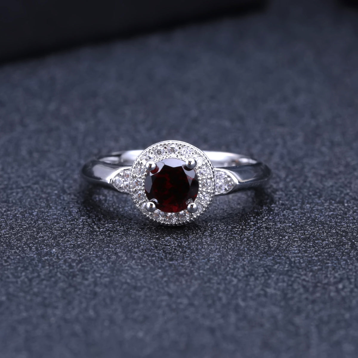 925 Silver Pomegranate Inlaid Ring
