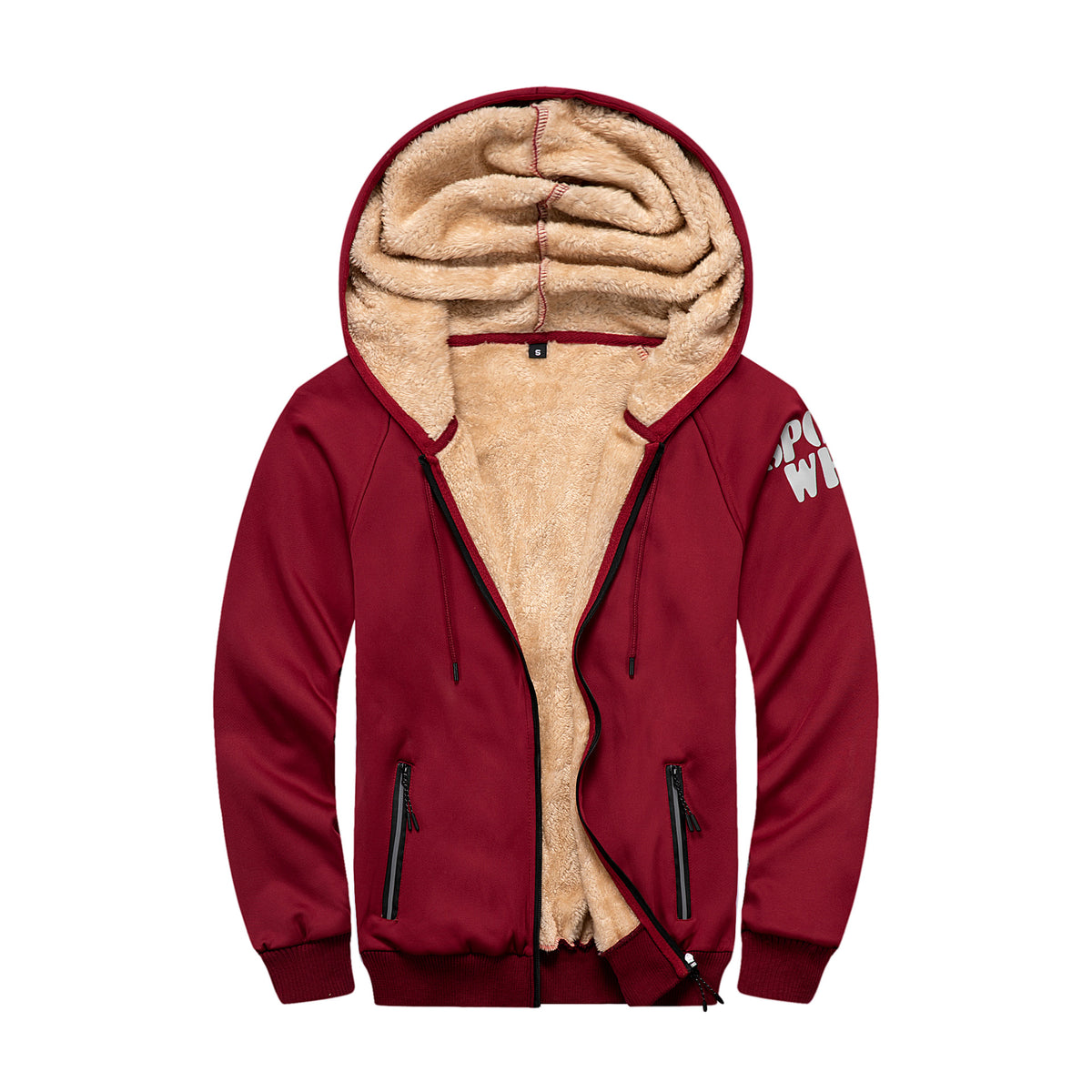 Men's Athletic Letter Print Fleece Zip-Up Hoodie