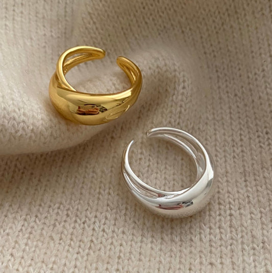 Large Curved 925 Sterling Silver Ring