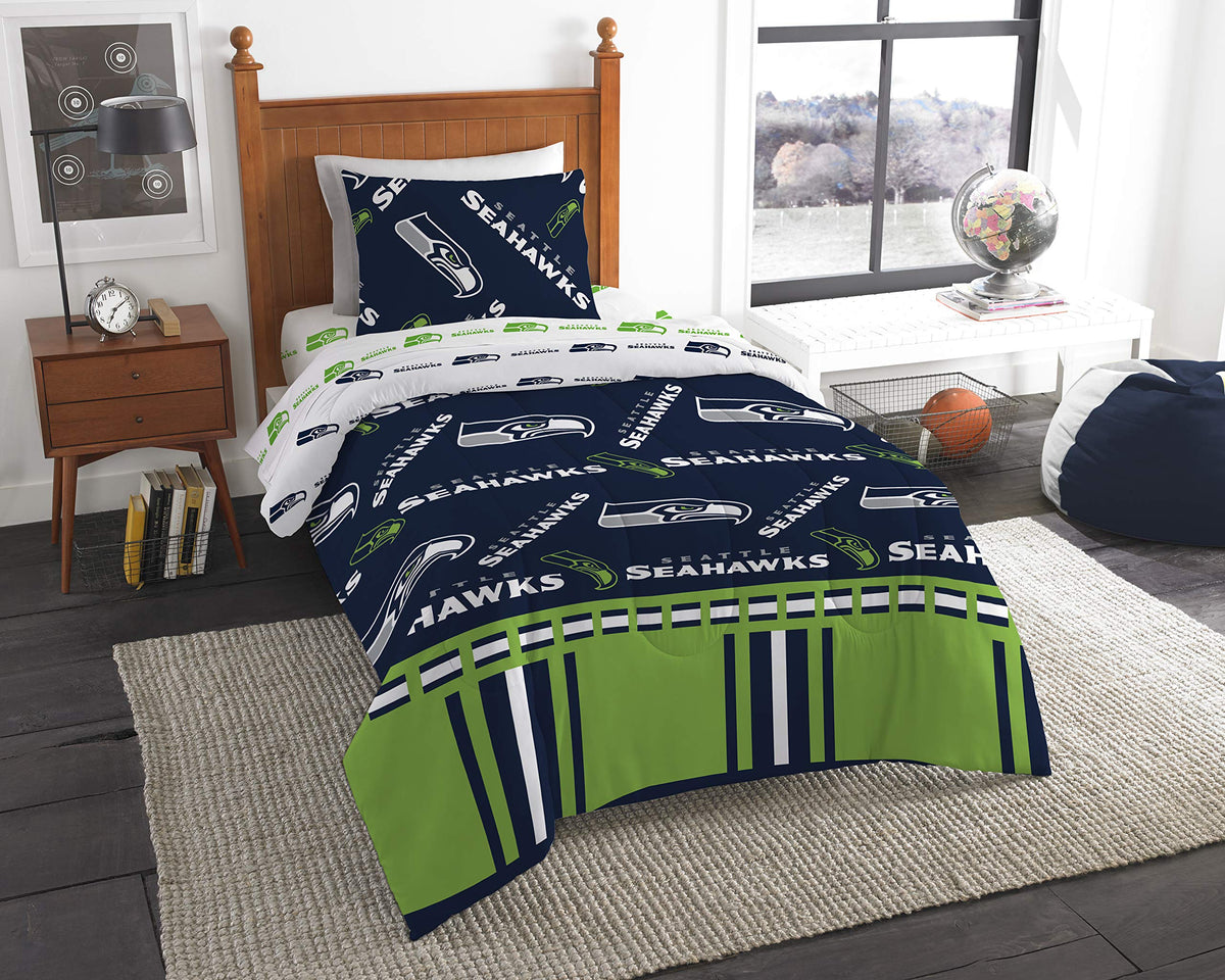 Officially Licensed NFL Seattle Seahawks Twin Bed In a Bag Set 64" x 86"