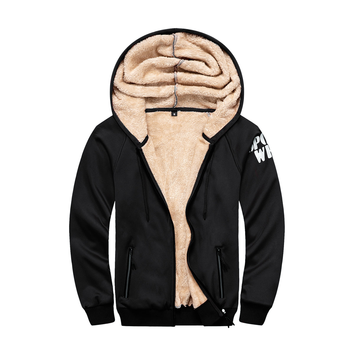 Men's Athletic Letter Print Fleece Zip-Up Hoodie