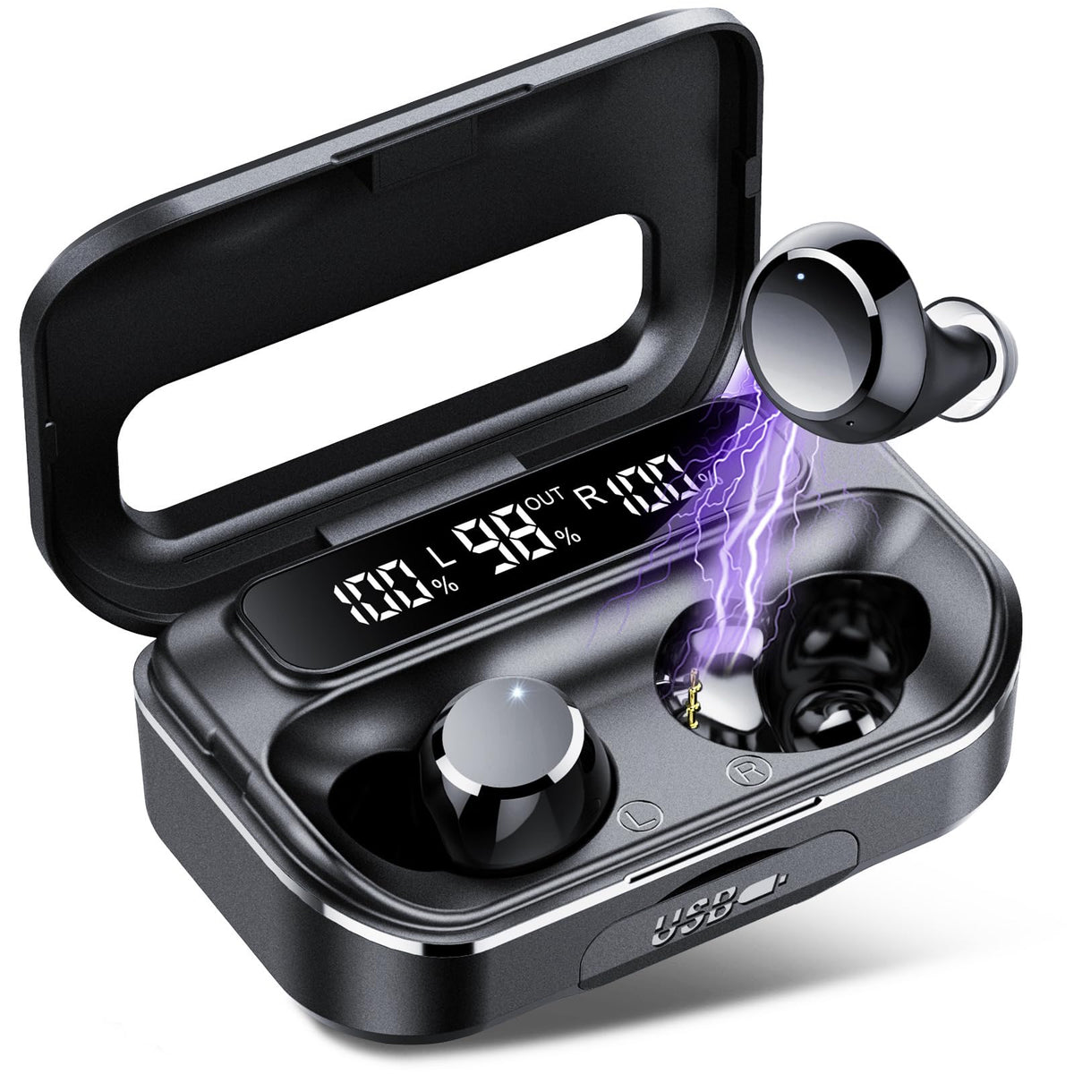 Ear Buds Wireless Bluetooth Earbuds Bluetooth 5.3 Headphones 108H Playtime Ear Buds with 2600mAh Charging Case to Charge Phone LED Display Earphones with Mic Deep Bass Earbuds for Work Sport - A&N Outlet