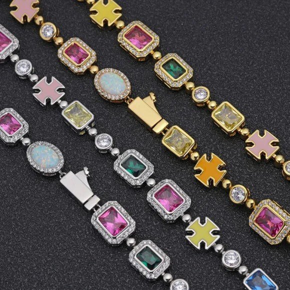Gold-Plated Hip-Hop Gemstone Necklace - A&N Outlet