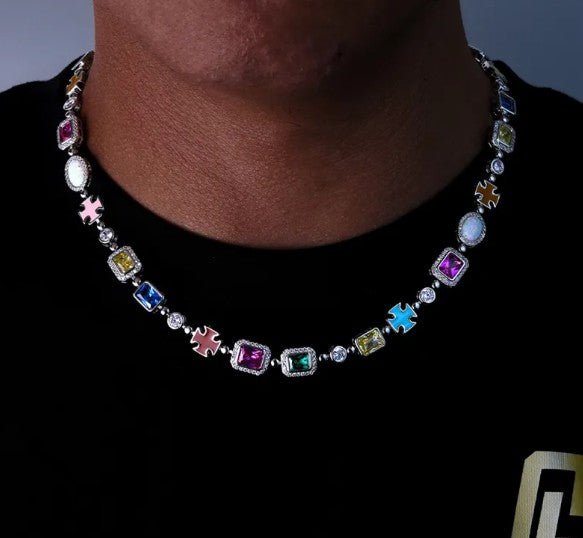 Gold-Plated Hip-Hop Gemstone Necklace - A&N Outlet