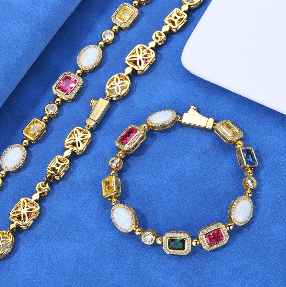 Gold-Plated Hip-Hop Gemstone Necklace - A&N Outlet