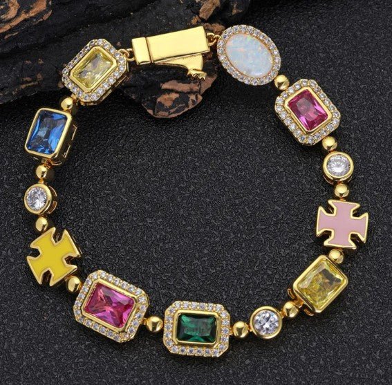 Gold-Plated Hip-Hop Gemstone Necklace - A&N Outlet