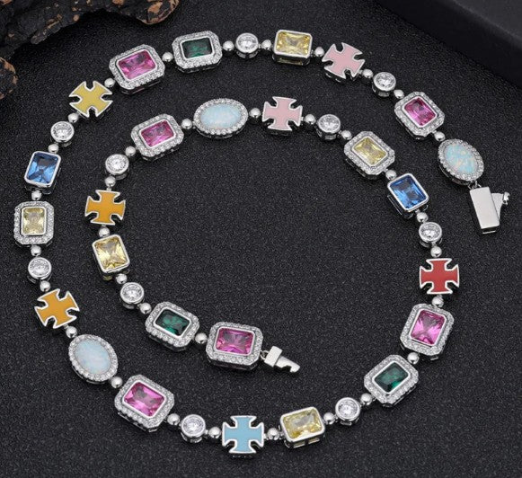 Gold-Plated Hip-Hop Gemstone Necklace - A&N Outlet