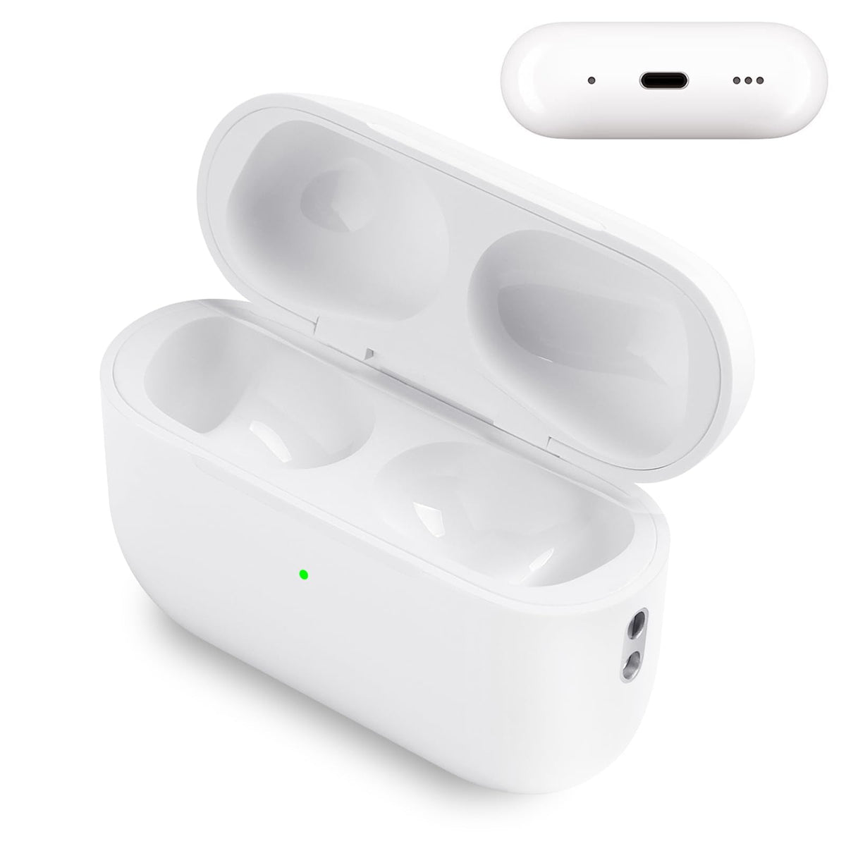 Replacement for Air pod Pro 2 Gen Charging Case Compatible with Air pods Pro 1st 2nd Charger Cases Support to Bluetooth Wireless Sync Pairing White No Earbuds Lighting - White - A&N Outlet